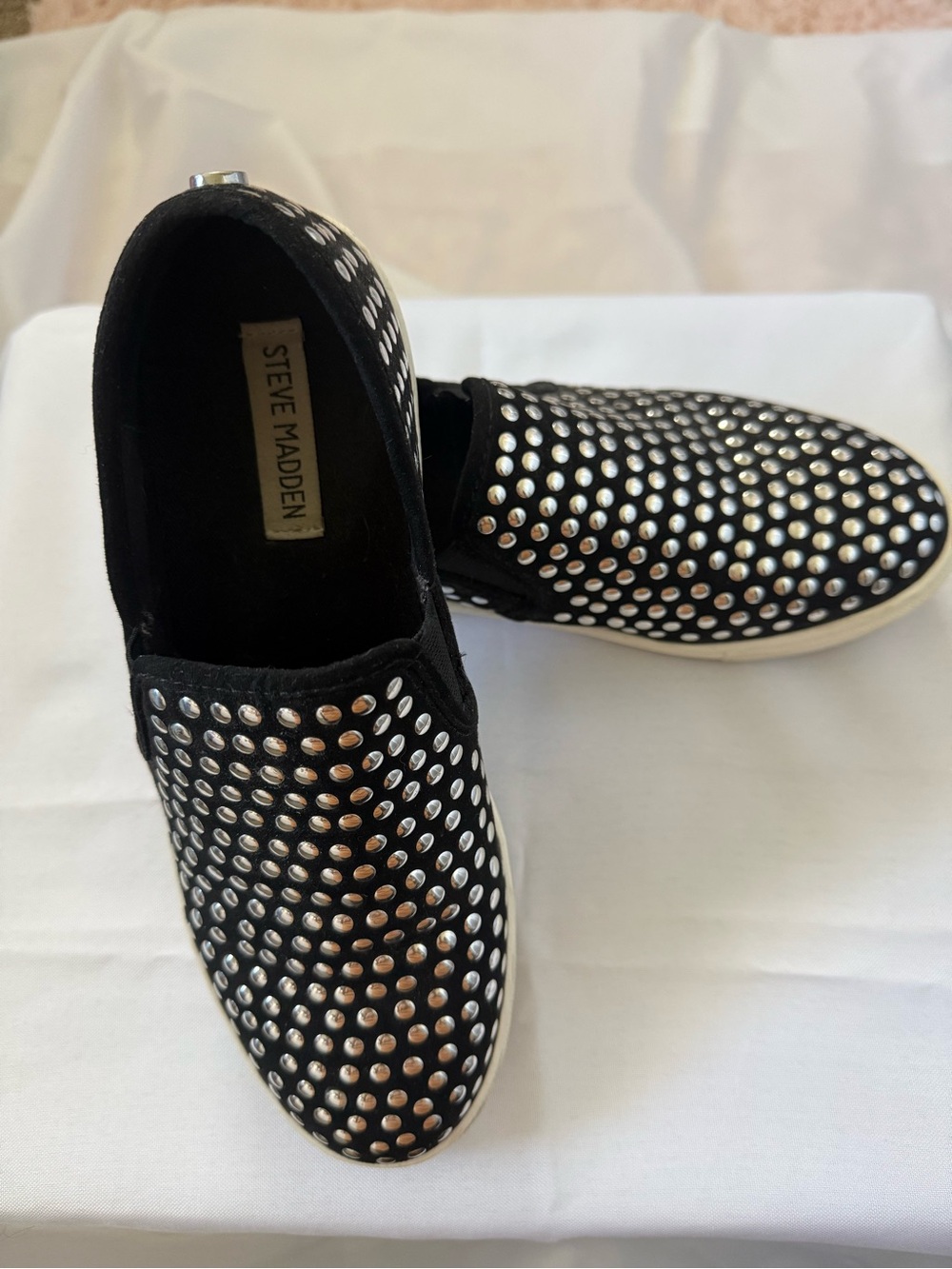 Steve Madden Black Slip-On Studded Sneakers